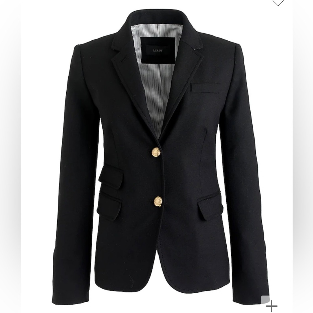 J. Crew schoolboy blazer — black wool with gold buttons. Size 4